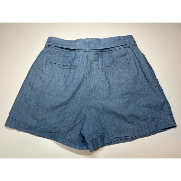 POLO Ralph Lauren Shorts Womens 4 Blue Chambray Tie-Waist High Rise Belted - Picture 2 of 8